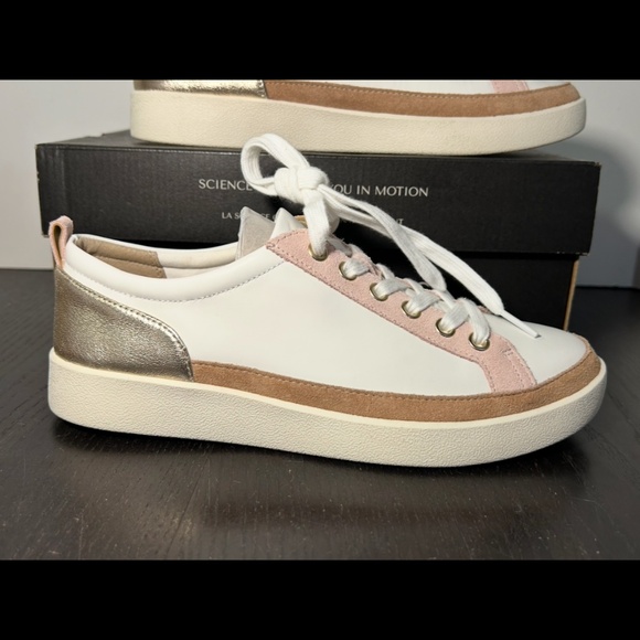 Vionic Shoes - Vionic Winny Leather Sneakers Shoes Colorblock White/Gold/Pink/Brown Size 8